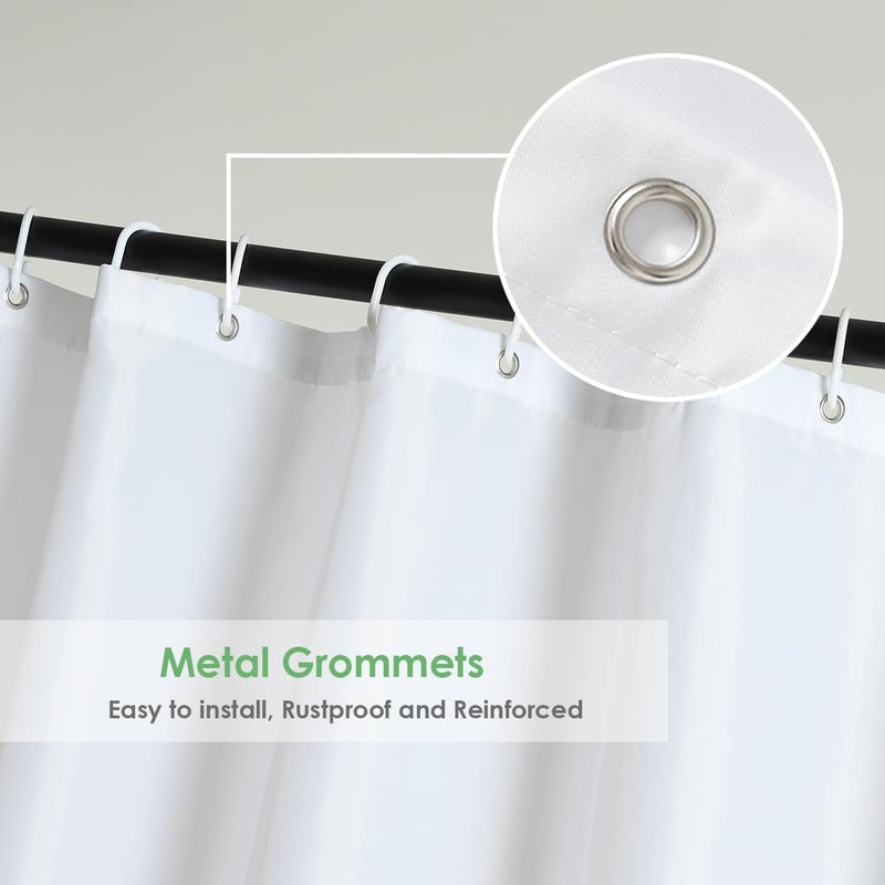 WellColor White Shower Curtain Liner 72 x 74 Inches Long, Water Repellent Polyester Bathroom Fabric Shower Curtains for Spa and Hotel Quality, Machine Washable - Image 4